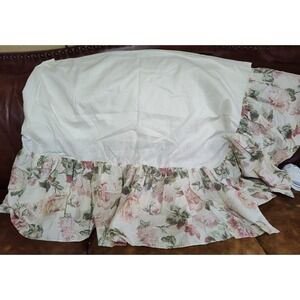 Croscill Floral Twin Bedskirt Tan Green Pink FLORAL ROSES